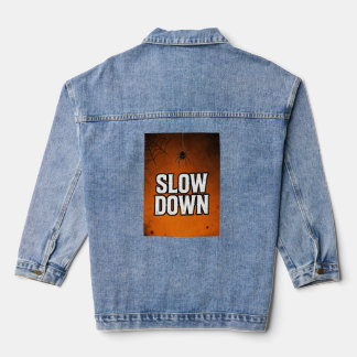 Slow Down Funny Retro Sunset Denim Jacket