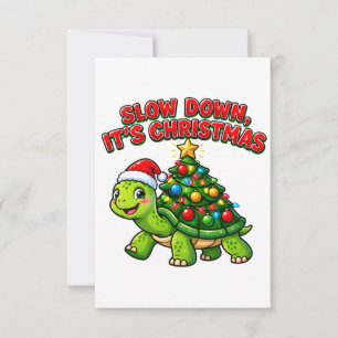Slow Down It's Christmas Cute Turtle Christmas  Thank You Card
