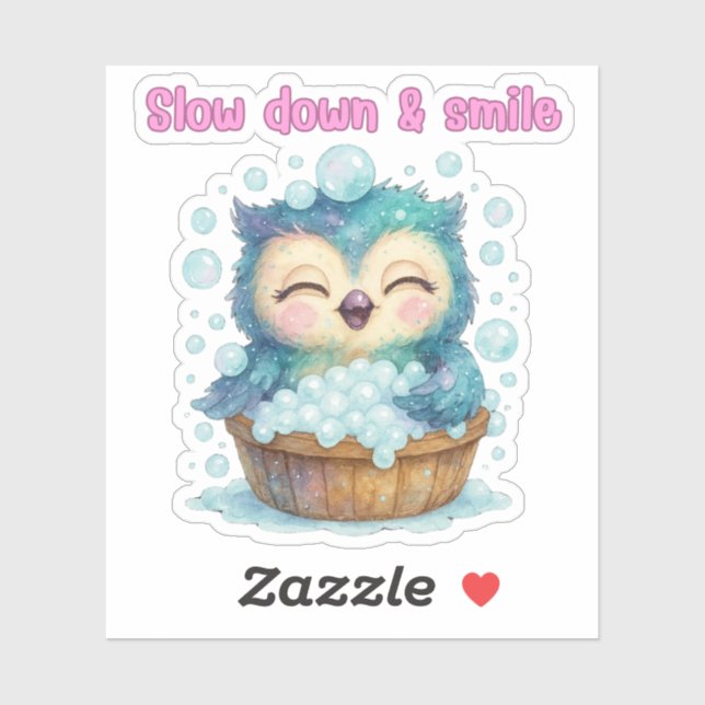 Slow Down & Smile - Sticker de hibou (Feuille)