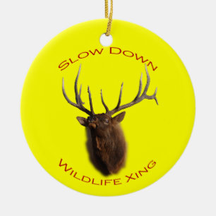 Slow Down Wildlife Crossing Ceramic Ornament