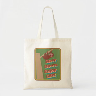 Slow Funny Retro Sloth Epic Animal Motto Art Tote Bag