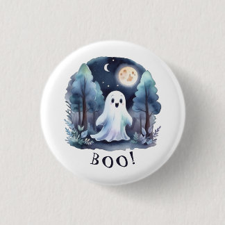 Slow Ghost in Halloween Forest 1 Inch Round Button