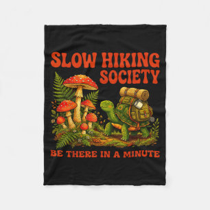 Slow hiking society funny turtle hiker camping fleece blanket