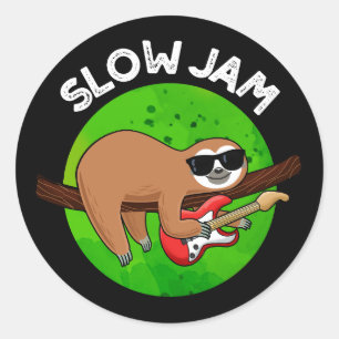 Slow Jam Funny Music Animal Pun  Classic Round Sticker