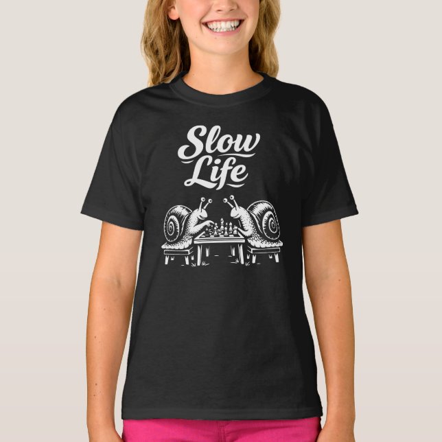 Slow Life Snails Chess Duel T-Shirt (Front)