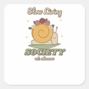Slow Living Society Floral Snail Square Sticker