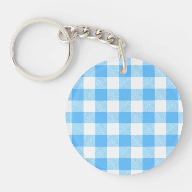 Slow-Living Summer Sky Check Keychain (Front)