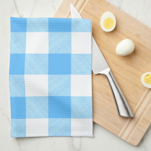 Slow-Living Summer Sky Check Kitchen Towel (Quarter Fold)