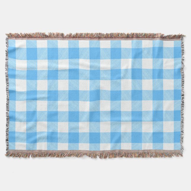 Slow-Living Summer Sky Check Throw Blanket (Front)