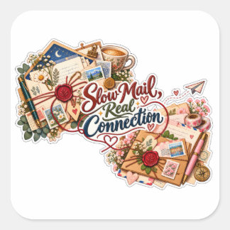 Slow Mail Real Connection Square Sticker