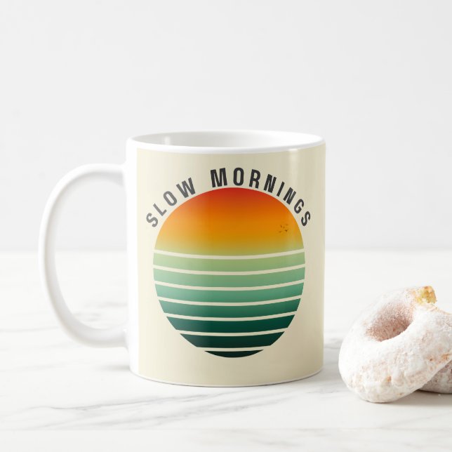 Slow Mornings - Retro Aesthetic Mug (With Donut)