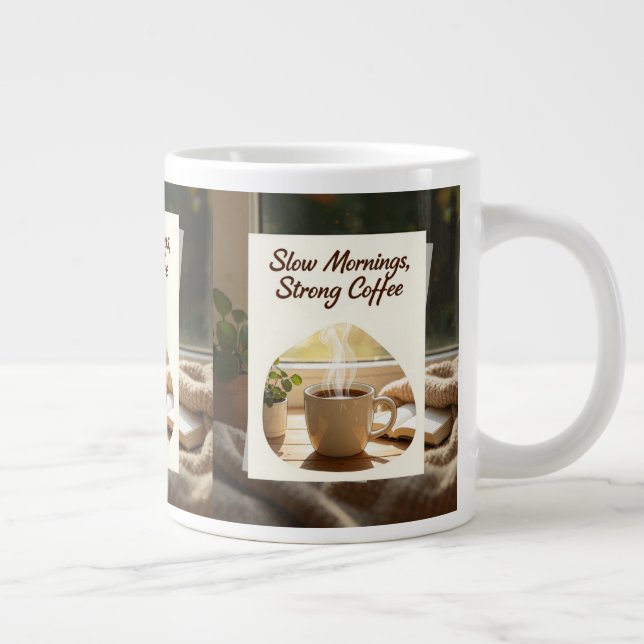 Slow Mornings Strong Coffee Cozy Morning Coffeemug Large Coffee Mug (Right)