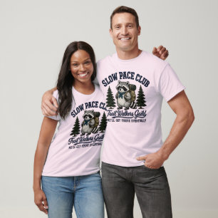 Slow Pace Club Raccoon Camping Design T-Shirt