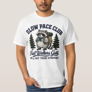 Slow Pace Club Raccoon Camping Design T-Shirt
