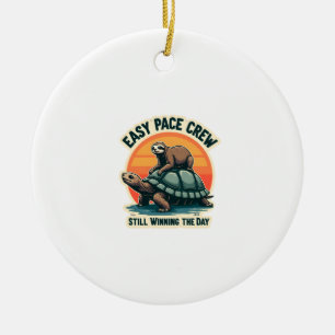 Slow Pace Squad Vintage Animal Runner Shirt 2 Ceramic Ornament
