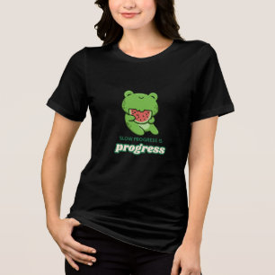 Slow Progress Is Progress Cute Happy Frog Tri-Blend Shirt
