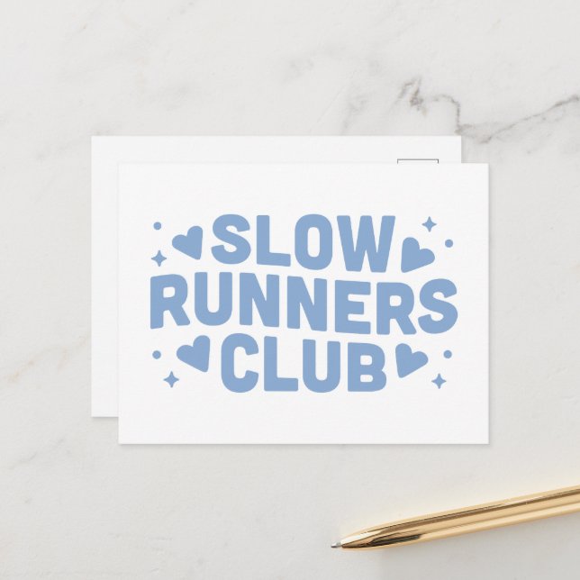 Slow runners funny run club postcard (Front/Back In Situ)