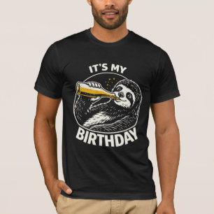 Slow-Sipping Sloth It’s My Birthday T-Shirt