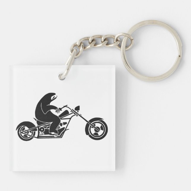 Slow Sloth On A Fast Bike Keychain (Back)