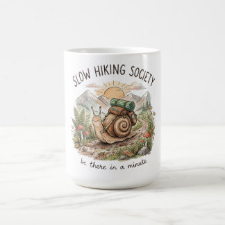 Slow Snail “Be There in a Minute” Funny Hiking Coffee Mug