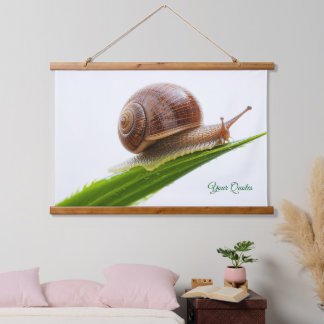Slow Snail on Dewy Grass Hanging Tapestry