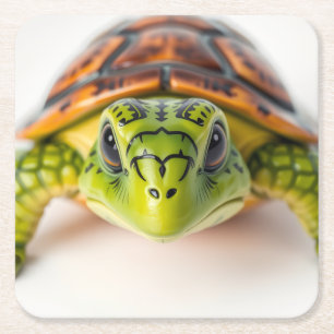 Slow & Steady Turtle Vibes Square Paper Coaster