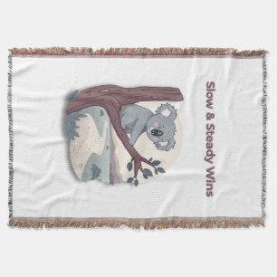 **"Slow & Steady Wins – Motivational Cute Koala "* Throw Blanket