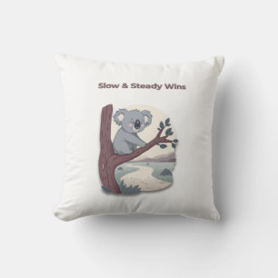 **"Slow & Steady Wins – Motivational Cute Koala "* Throw Pillow