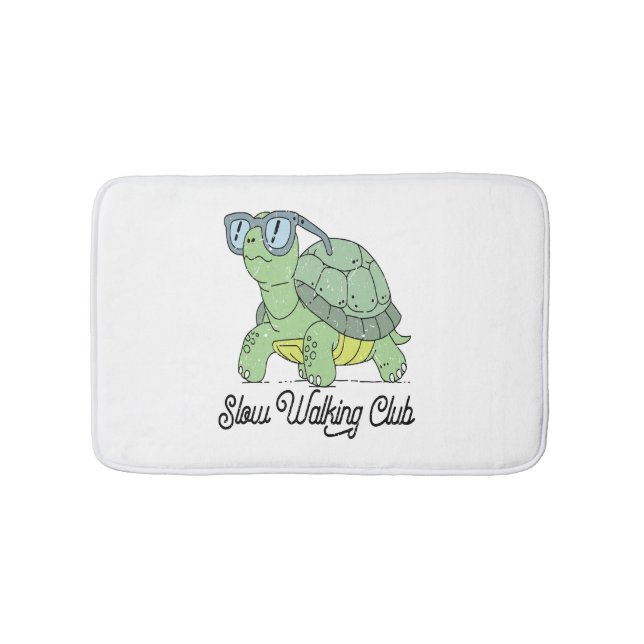 Slow Walking Club Cute Funny Turtle Bath Mat (Front)