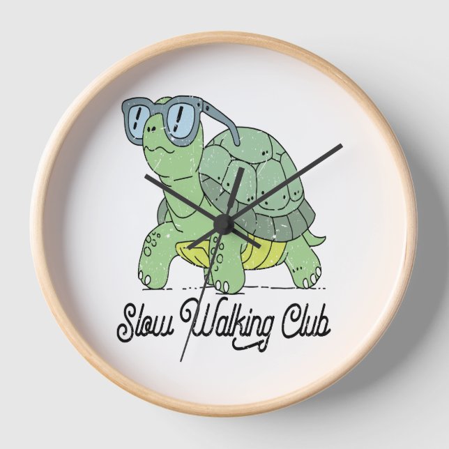 Slow Walking Club Cute Funny Turtle Clock (Front)