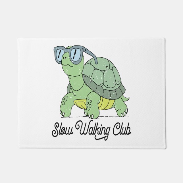 Slow Walking Club Cute Funny Turtle Doormat (Front)