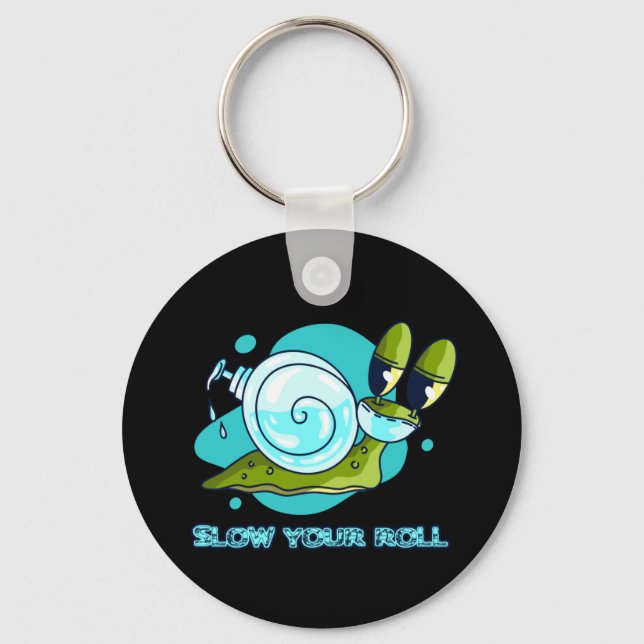 Slow Your Roll Funny Snail with Sanitizer Keychain (Front)