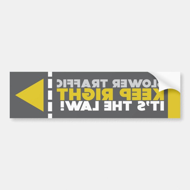 Slower Traffic Keep Right Law Mirrored Sticker (Front)