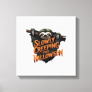 Slowly Creeping This Halloween - Creepy Sloth Clas Canvas Print