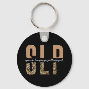 SLP cheetah print Speech language pathologist gift Keychain