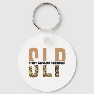 SLP cheetah print Speech language pathologist gift Keychain