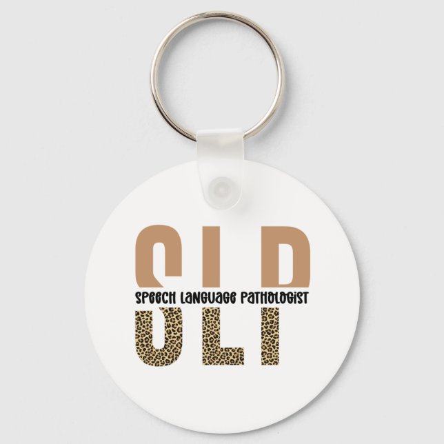 SLP cheetah print Speech language pathologist gift Keychain (Front)