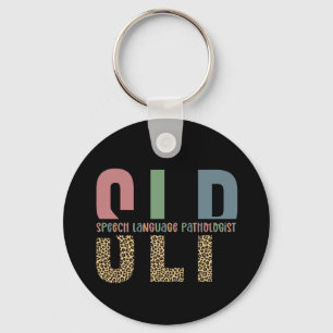SLP cheetah print Speech language pathologist gift Keychain