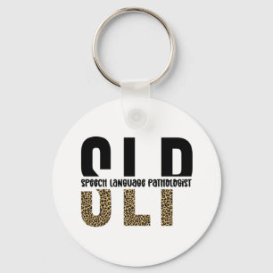 SLP cheetah print Speech language pathologist gift Keychain