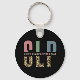 SLP cheetah print Speech language pathologist gift Keychain