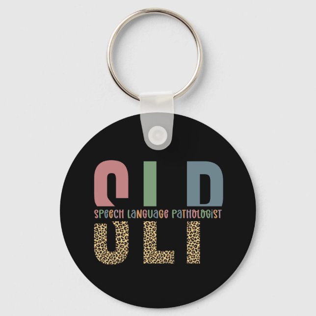 SLP cheetah print Speech language pathologist gift Keychain (Front)