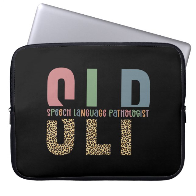 SLP cheetah print Speech language pathologist gift Laptop Sleeve (Front)