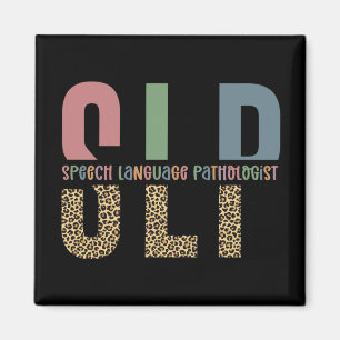 SLP cheetah print Speech language pathologist gift Magnet
