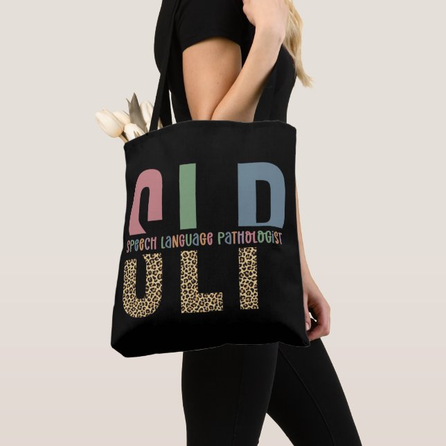 SLP cheetah print Speech language pathologist gift Tote Bag (Close Up)