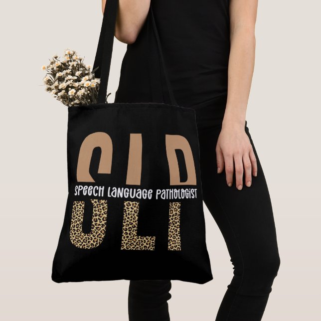 SLP cheetah print Speech language pathologist gift Tote Bag (Close Up)