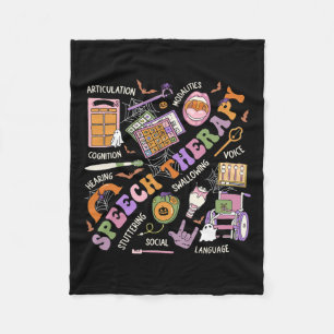 Slp Halloween Shirt Speech Therapy Halloween Cute Fleece Blanket