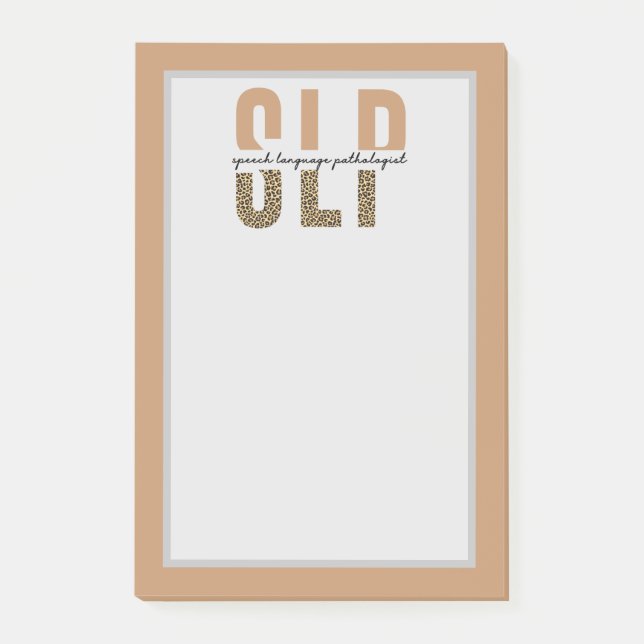 SLP Speech Language Pathologist Cheetah Post-it Notes (Front)