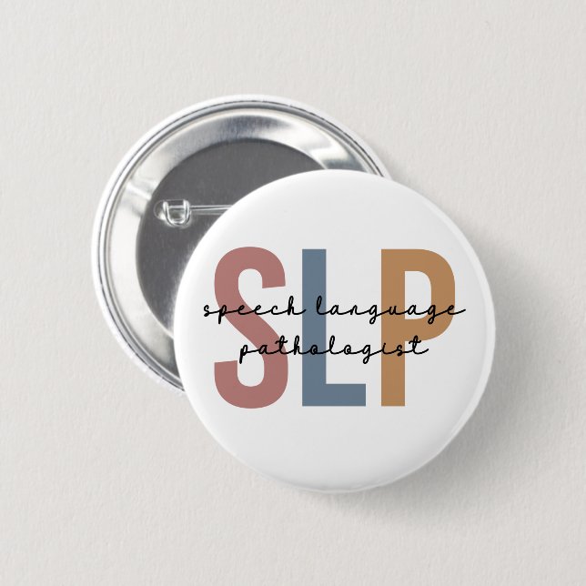 SLP Speech Language Pathologist Retro 2 Inch Round Button (Front & Back)
