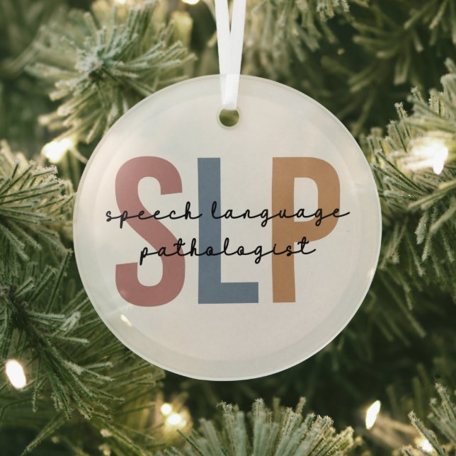 SLP Speech Language Pathologist Retro Glass Ornament (Insitu)