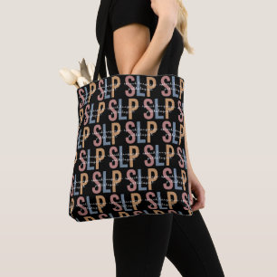 SLP Speech Language Pathologist Retro Pattern Tote Bag